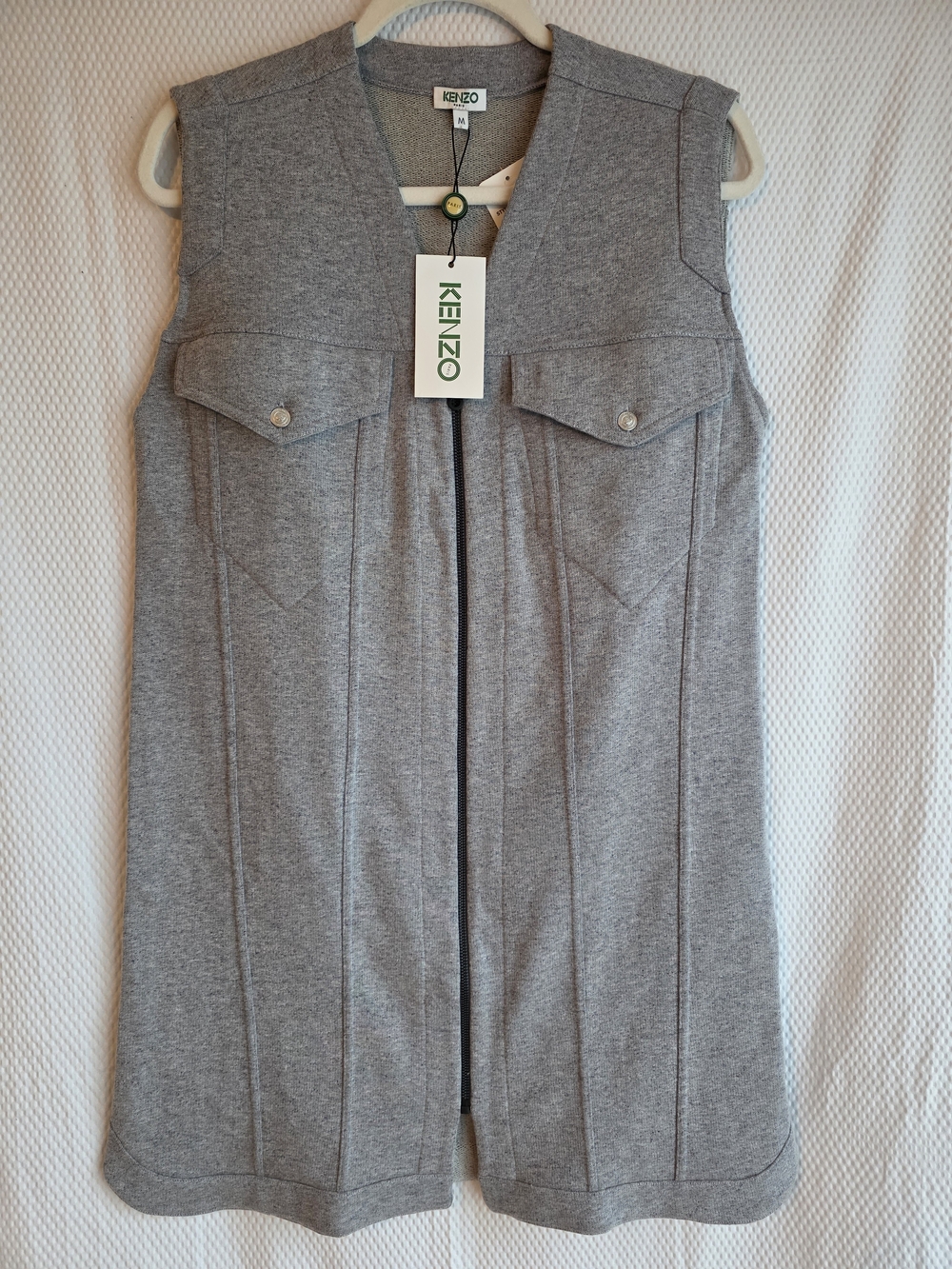 KENZO Grey Sleeveless Long Vest